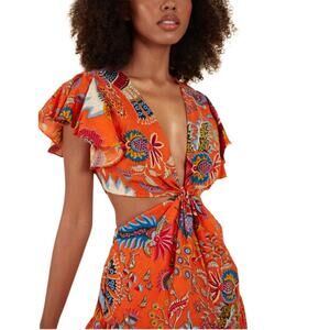Charina Sarte Tropical Poplin Cut Out Mini Dress Size XS NWOT
